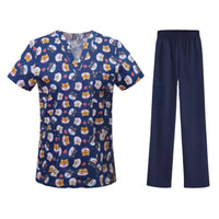 Bestselling Cartoon-print Nurse Uniform Womens Top And Pants