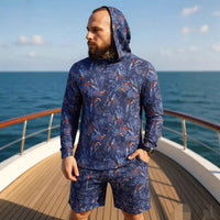 Men's Camouflage Hooded Shirt And Shorts Two-Piece Set