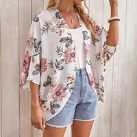 Fashion Printing Without Buckle Batwing Sleeve Coat
