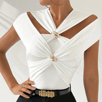 Hollow Metal Decorative Women's Top