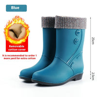 Women's Rain Boots Fleece-lined Fashion Mid-calf Waterproof