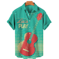 Men's Short-sleeved Casual Music Printing 3D Shirt Versatile