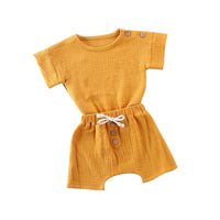 Unisex Baby Short Sleeve Shorts Gauze Casual Homewear