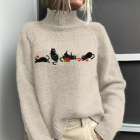 AutumnWinter Christmas Long-Sleeve Turtleneck Hoodie With Lapel Collar
