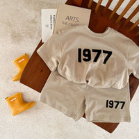 Children's Cotton Suit Summer New Boys And Girls Printed Short-sleeved T-shirt Baby Shorts Two-piece Set