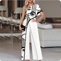 Women's Slimming Printed Fashion Color Contrast Jumpsuit