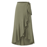 Wrap Skirt High Waist Elasticated Back Midi Length Womens