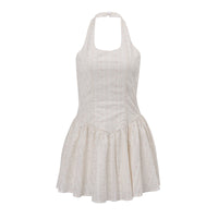 French-style Pure And Seductive Floral Halter Dress For Women