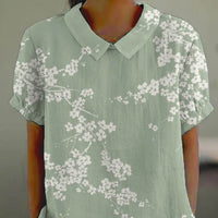 Creative Ocean Retro Floral Cute Short Sleeve
