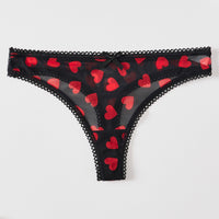 Womens Thong Seamless Breathable Mesh Printed Sexy Underwear
