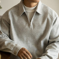 Half Zipper And Lapel Sweater For Men Spring And Autumn New