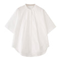 Loose Design Cotton Short-sleeved Shirt With Curved Hem