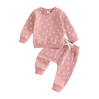 Flower Full Printed Long Sleeve Top And Trousers Suit