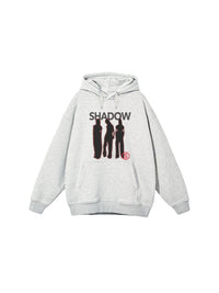 Men's And Women's Fashion Retro Black And Gray Three-person Shadow Hooded Sweater