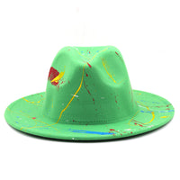 New Unisex Artists Fedora With Colorful Graffiti Paint