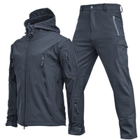 Outdoor Shark Skin Soft Shell Jacket Suit Men