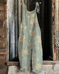 Vintage Print Wide Leg Women's Jumpsuit