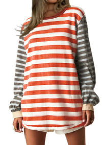 Women's Loose-fitting Casual Striped Hoodie