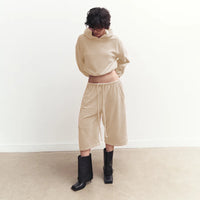 Womens Hooded Long-Sleeve Top And Elastic-Waist Shorts Set