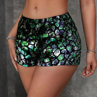 Elegant Slimming Statement Print Color Block Sizzling Hot Shorts For Women
