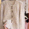 Fashion Round Neck Buttoned Knit Sweater For Women