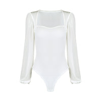 Sexy Fashionable Patchwork Mesh Lantern-Sleeve Jumpsuit For Women