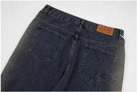 Men's Loose Double Zipper Yellow Mud Color Slightly Flared Jeans
