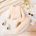 Printed Bear Pullover Sweater Pleated Trousers Sports Suit