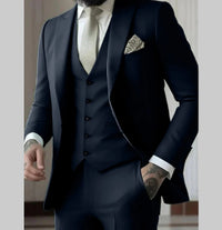 Men's Slim Fit Solid Color Business Suit Set