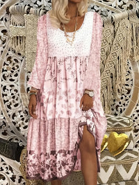 Long-sleeve Printed New Round-neck Dress For Women