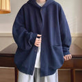 Waffle-Weave Corduroy Cardigan Sweater Mens AutumnWinter