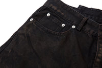 Waste Soil Spray Painting Old Dirty Denim Shorts Men