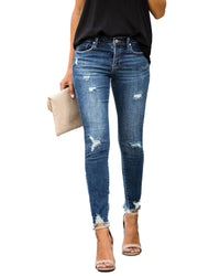 Temperament Commuter Ripped Jeans Women's Feet Pencil Pants