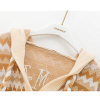 Three-dimensional Bear Brown Vintage Hooded Knitted Cardigan Sweater Coat