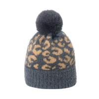 Wool Korean All-match Warm Mink Fur Sleeve Ball Leopard Print Knitted Hat