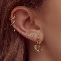 Real Gold Color Ear Clip Set Flowers
