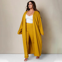 Long Coat And Loose Casual Trousers Fashion Set