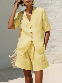 Loose-fitting Cotton And Linen Two-piece Set