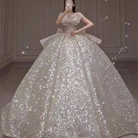 One-shoulder High-quality Long Trailing Heavy Industry Retro Wedding Dress