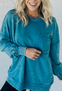 Washed Cotton Loose-fitting Casual Round-neck Sweater T-shirt For Women