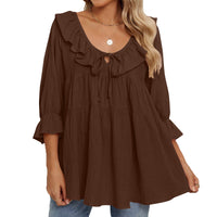 Womens Casual Crew-neck Layered Shirt