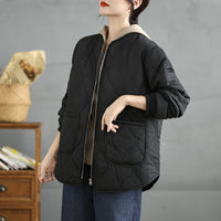 Plus-size Casual Crew-neck Cotton Coat
