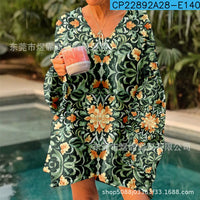 Printed Comfort And Casual V-neck Long Sleeve Sweaters Women's Clothing
