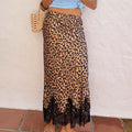 Autumn And Winter New European And American Style Leopard Print Lace Long Skirt