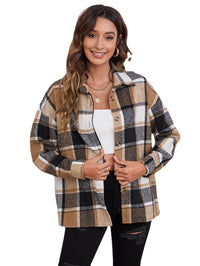 Lapel Single Breasted Cardigan Plaid Woolen Temperament Commute