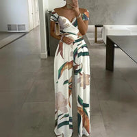 Women's One-shoulder Printed Jumpsuit Trousers