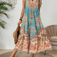 European And American-style Casual Printed Maxi Dress