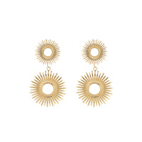 1 Pair 18K Gold Plated Hollow Flower Earrings For Women, European & American Style, Geometric Hollow Design, All-Match Temperament Jewelry