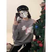 Puppy Jacquard Korean Pullover Sweater