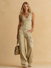 Womens Loose-fitting Pants And Top Set
